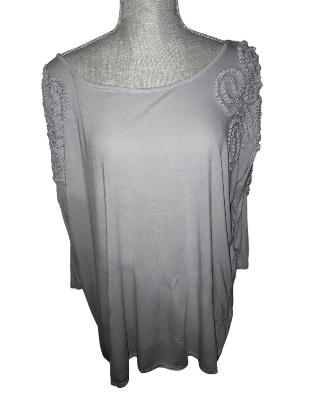 Vivienne Tam Womens Light Gray Embellished Sleeve Top Size L